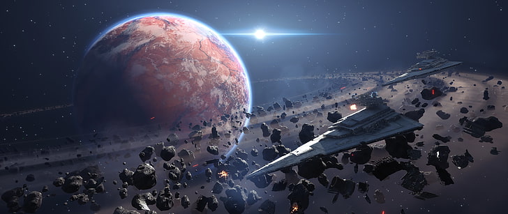 Иллюстрация планеты Сатурн, Звездные войны: Battlefront, Звездные войны, Звездный разрушитель, видеоигры, HD обои