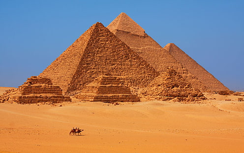 Pyramiderna i Giza faraoniska gravar norr om Kairo i Egypten Bakgrund för skrivbord 1920 × 1200, HD tapet HD wallpaper