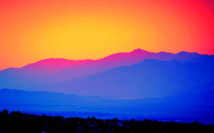 Dawn, Mountains, HD wallpaper