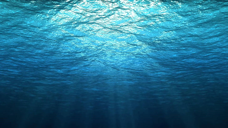 wave, blue water, rays, sunlight, sunray, calm, reflection, sunrays, marine, water, azure, turquoise, ocean, sea, underwater, aqua, blue, HD wallpaper