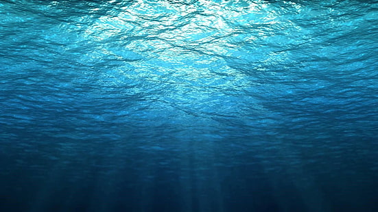 våg, blått vatten, strålar, solljus, solstråle, lugn, reflektion, solstrålar, marin, vatten, azurblå, turkos, hav, hav, under vattnet, vatten, blå, HD tapet HD wallpaper