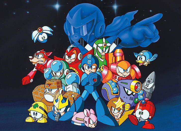 Mega Man, Mega Man 5, Beat (Mega Man), Charge Man (Mega Man), Crystal Man (Mega Man), Eddie (Mega Man), Gravity Man (Mega Man), Gyro Man (Мега Man), Напалман Man (Mega Man), Proto Man, Rush (Mega Man), Звездный Человек (Mega Man), Каменный Человек (Mega Man), Wave Man (Mega Man), HD обои
