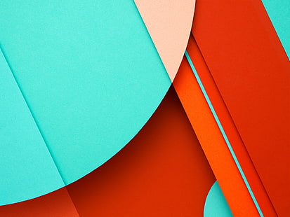 rote und blaugrüne abstrakte Tapete, blaugrüne und rote Illustration, Google, materieller Stil, digitale Kunst, Android L, Android (Betriebssystem), Minimalismus, HD-Hintergrundbild HD wallpaper
