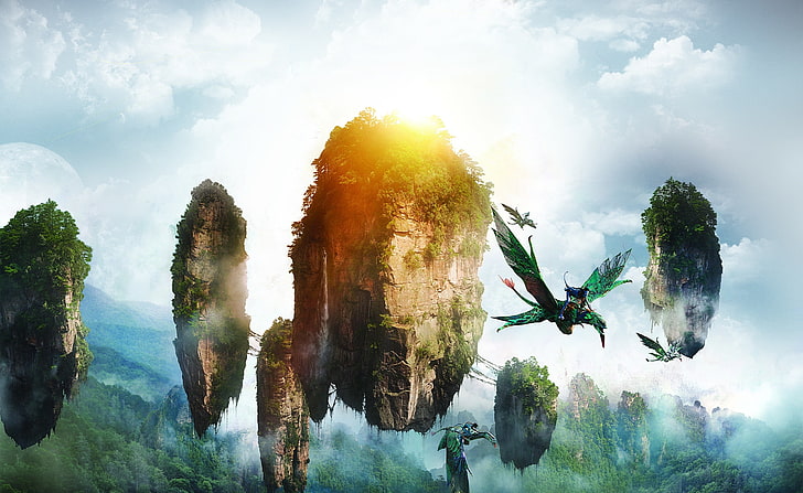 Avatar 2 (2014), papel de parede digital de ilha flutuante, Filmes, Avatar, montanhas de aleluia, montanhas de aleluia avatar, HD papel de parede