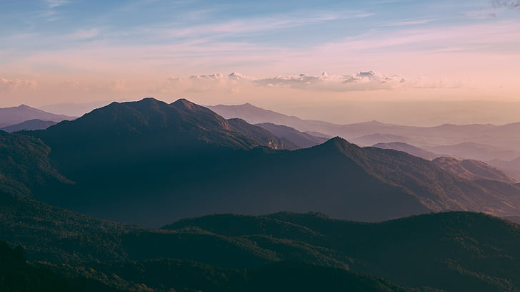 vue sur la montagne, montagnes, falaise, pic, Doi Inthanon, Thaïlande, 5K, Fond d'écran HD