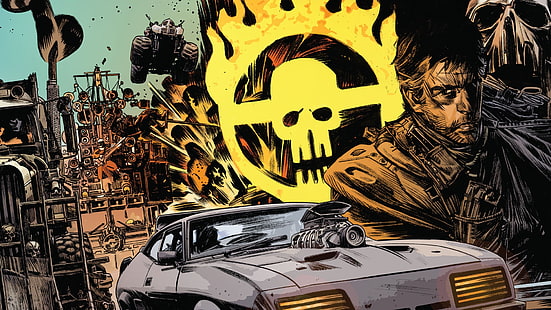 خلفية رقمية لما بعد نهاية العالم ، Mad Max ، Mad Max: Fury Road ، أفلام ، سيارة ، كاريكاتير، خلفية HD HD wallpaper