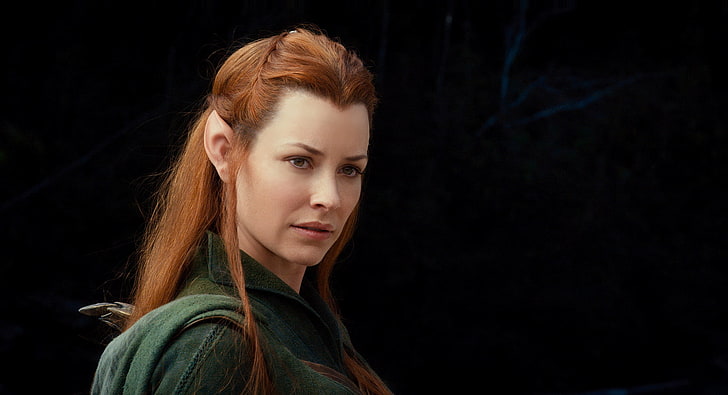 Tauriel from The Hobbit, Evangeline Lilly, The Hobbit, pointed ears, elves, redhead, Tauriel, The Hobbit: The Desolation of Smaug, movies, HD wallpaper