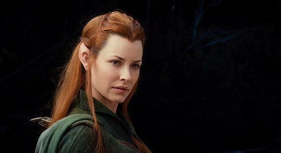 Tauriel from The Hobbit, Evangeline Lilly, The Hobbit, pointed ears, elves, redhead, Tauriel, The Hobbit: The Desolation of Smaug, movies, HD wallpaper HD wallpaper