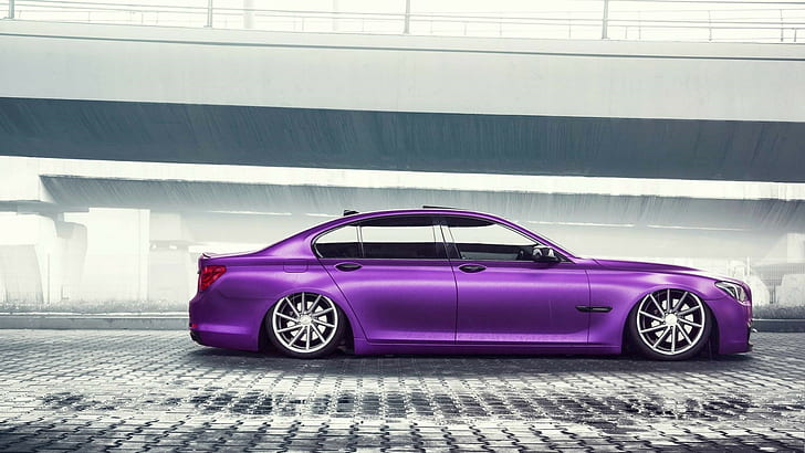 BMW 7 Series, purple sedan, Vossen, Side, BMW 7 Series, Fishing, Purple, Color, Herman, King, Vneels, HD wallpaper