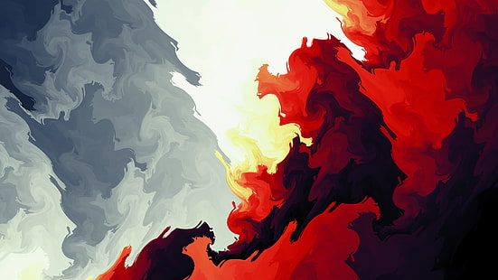 red, white, and gray abstract painting, digital art, DeviantArt, HD wallpaper HD wallpaper