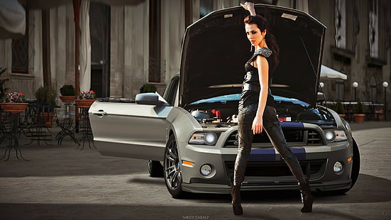 auto, Shelby GT500 Super Snake, donne, donne con auto, Sati Kazanova, Sfondo HD HD wallpaper
