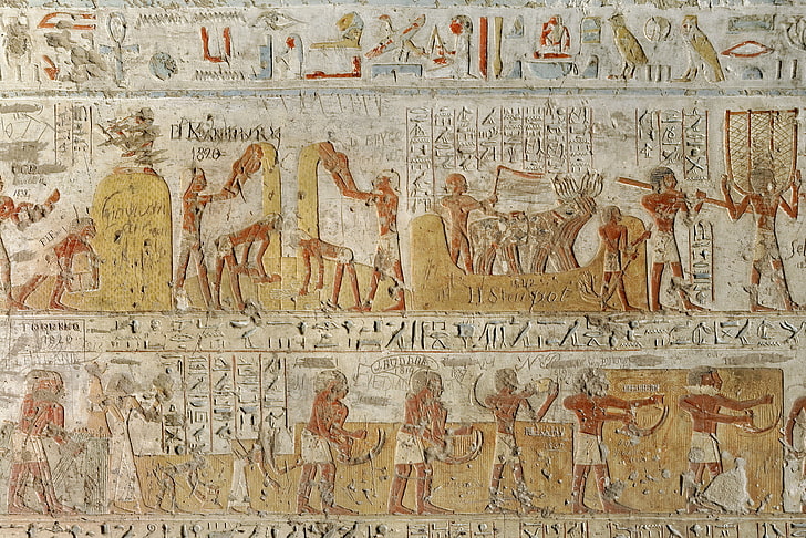 Tableta egipcia, estilo, pared, Egipto, antigüedad, Personajes, Fondo de pantalla HD