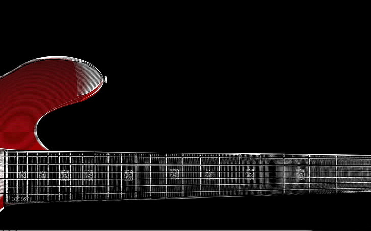zoom rote Gitarre-Musikthematapeten, rote E-Gitarre, HD-Hintergrundbild