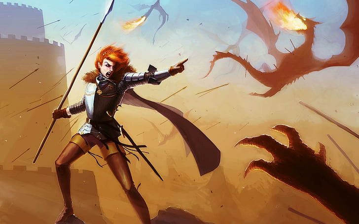 Mujer en batalla, mujer guerrera ilustración, fantasía, 2560x1600, mujer, batalla, Fondo de pantalla HD