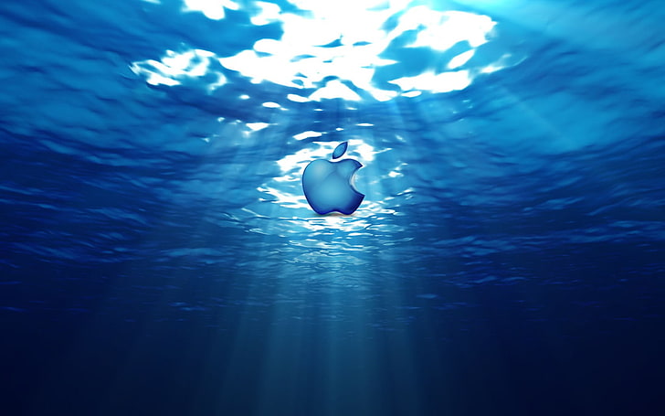 Apple Inc.、水中、太陽光線、デジタルアート、ロゴ、 HDデスクトップの壁紙