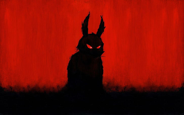 Evil bunny, rabbit silhouette, artistic, 1920x1200, bunny, rabbit, drawing, evil, HD wallpaper