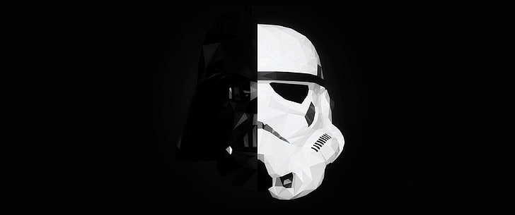Darth Vader and Stormtrooper wallpaper, Star Wars, stormtrooper, Darth Vader, mask, splitting, minimalism, HD wallpaper