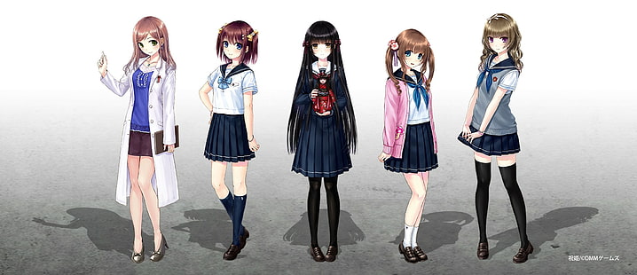 أنيمي ، فتيات أنيمي ، زي مدرسي ، شخصيات أصلية، خلفية HD HD wallpaper