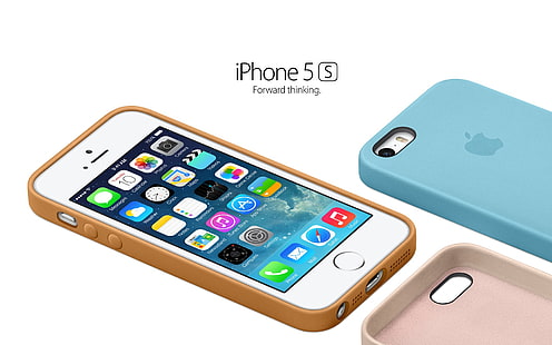 Apple iOS 7 iPhone 5S HD Обои для рабочего стола 01, серебристый iPhone 5s и коричневый корпус, HD обои HD wallpaper
