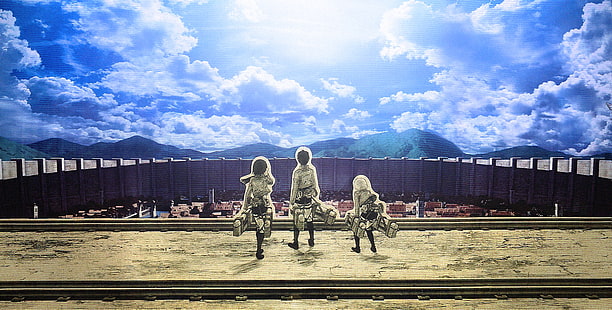อะนิเมะ, Attack On Titan, Armin Arlert, Eren Yeager, Mikasa Ackerman, วอลล์เปเปอร์ HD HD wallpaper