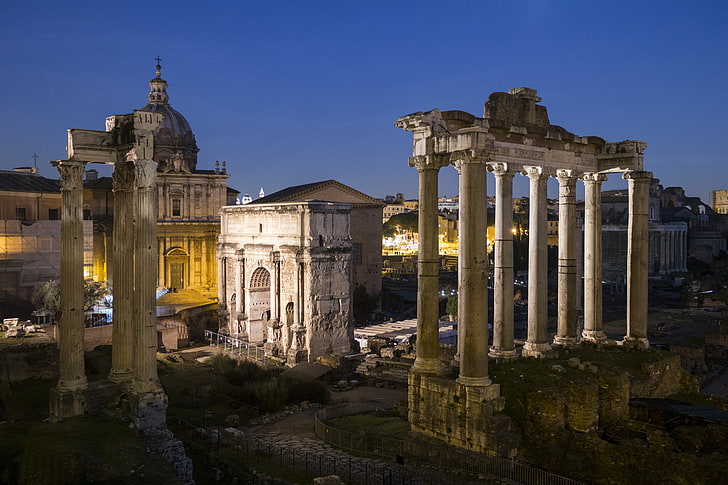 Rzym, Włochy, Foro Romano, krajobraz, ruiny, Tapety HD