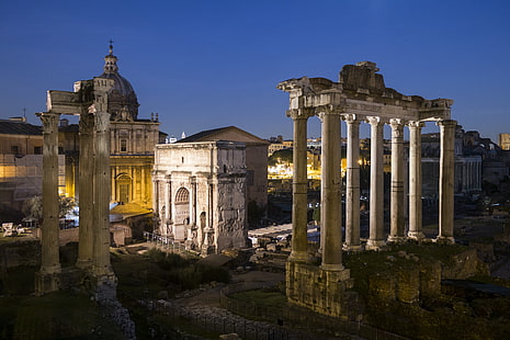Рим, Италия, Форо Романо, пейзаж, руины, HD обои HD wallpaper
