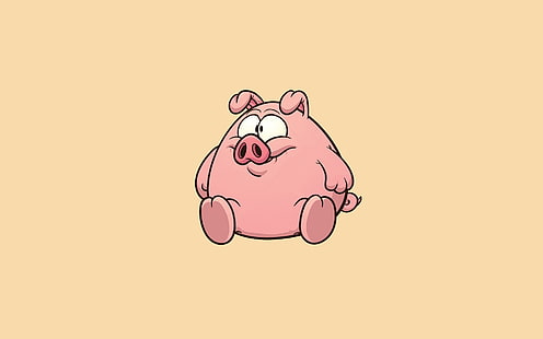 Ilustración de personaje de cerdo, minimalismo, animales, fondo simple, arte digital, cerdos, Fondo de pantalla HD HD wallpaper