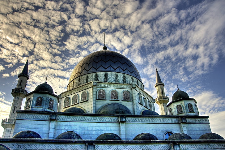 Ислам, Мечеть, Небо, Облака, Религия, Здание, Структура, HDR, HD обои