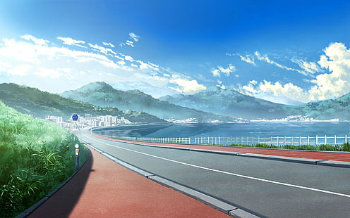 Anime, Grisaia (Series), Cloud, Grisaia No Kajitsu, Mountain, Road, Sky, HD wallpaper HD wallpaper