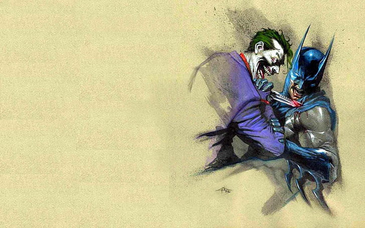 Бэтмен Джокер Рисование HD, иллюстрация Бэтмена и Джокера, мультфильм / комикс, рисунок, Бэтмен, Джокер, HD обои