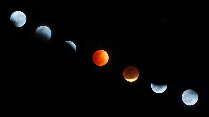 lunar eclipses, space, 500px, HD wallpaper