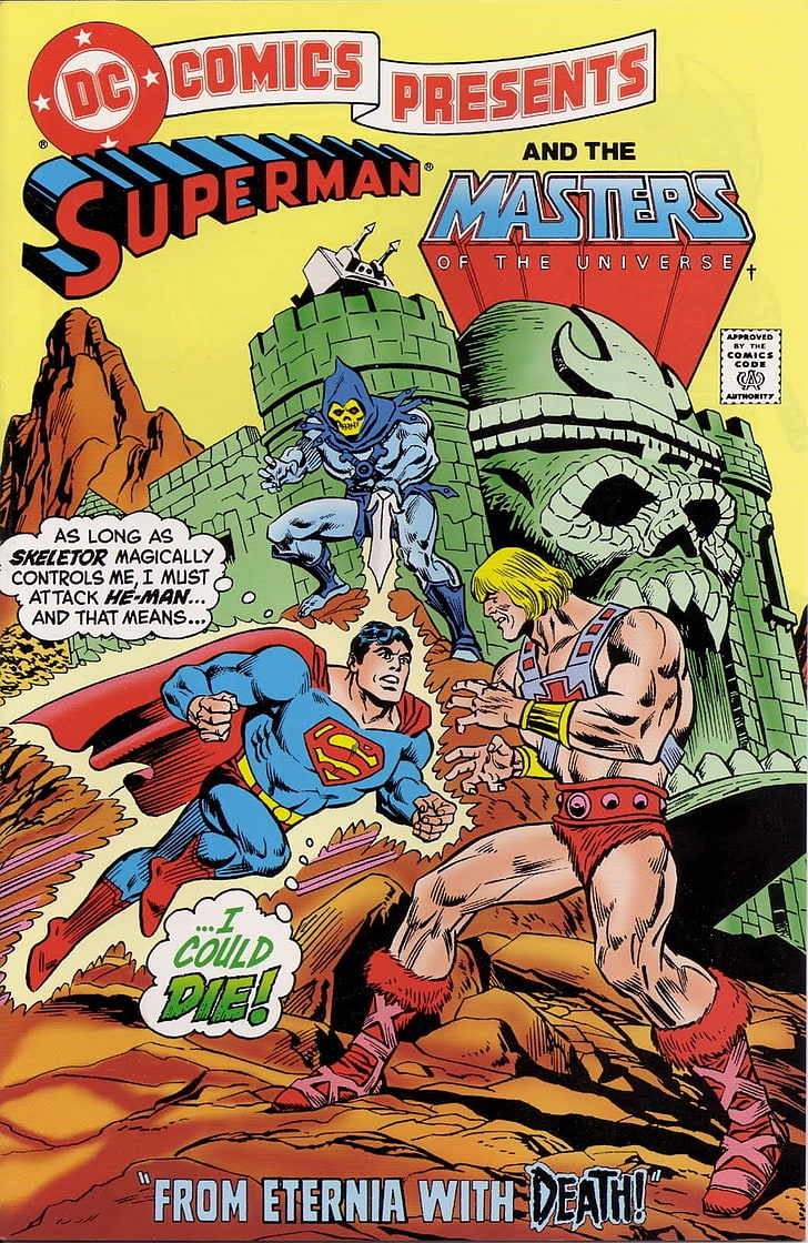 DC Comics Superman-Comic, He-Man, He-Man und die Meister des Universums, Skeletor, Superman, DC Comics, HD-Hintergrundbild, Handy-Hintergrundbild