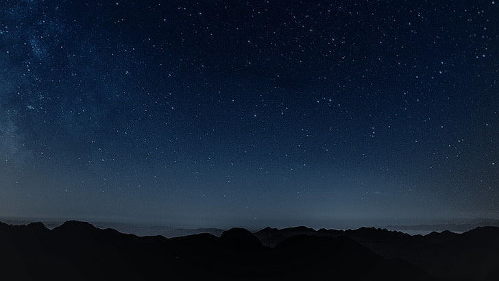 estrelas brancas, paisagem, noite, montanhas, constelações, estrelas, HD papel de parede