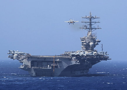 Krigsfartyg, USS Nimitz (CVN-68), hangarfartyg, Boeing F / A-18E / F Super Hornet, militär, marin, krigsfartyg, HD tapet HD wallpaper