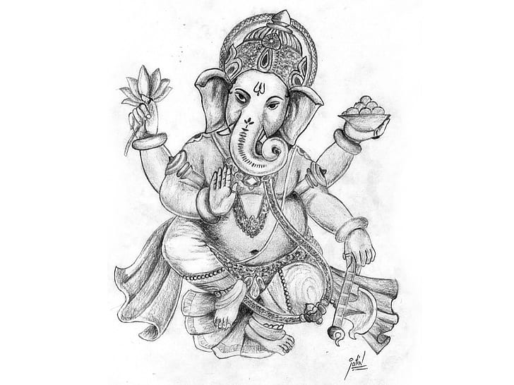 Lord, Ganesha, painting, HD wallpaper