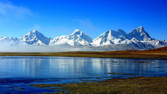 montagne, yadong, xigaze, tibet, asie, jomolhari, chomo lhari, himalaya, himalaya, ciel bleu, chaîne de montagnes, paysage de mont, Fond d'écran HD HD wallpaper