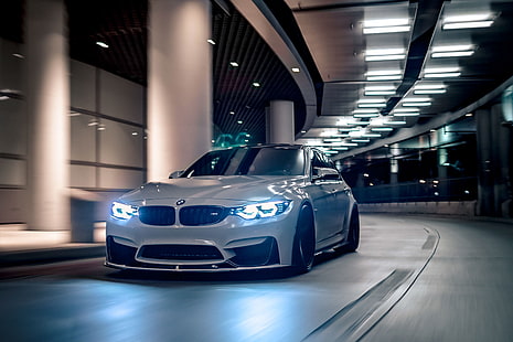 BMW M3, Night, LED headlights, HD, HD wallpaper HD wallpaper