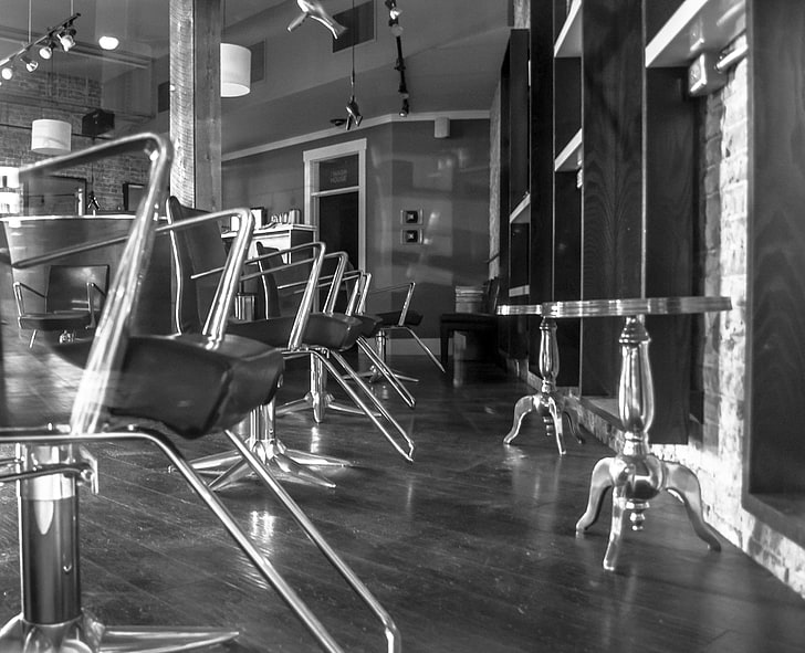 salon pangkas, hitam dan putih, salon, Wallpaper HD