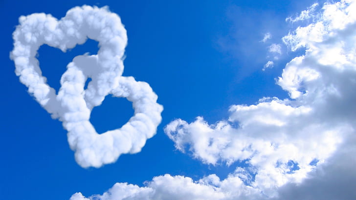 небо, облако, голубое небо, любовь, сердце, HD обои