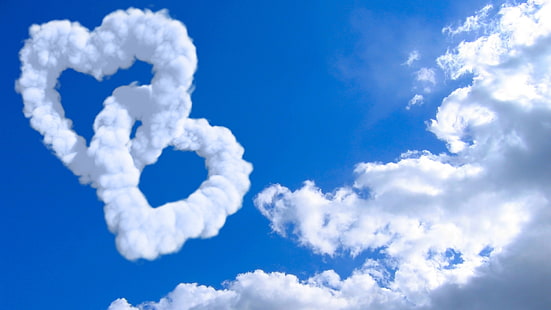 ciel, nuage, ciel bleu, amour, coeur, Fond d'écran HD HD wallpaper