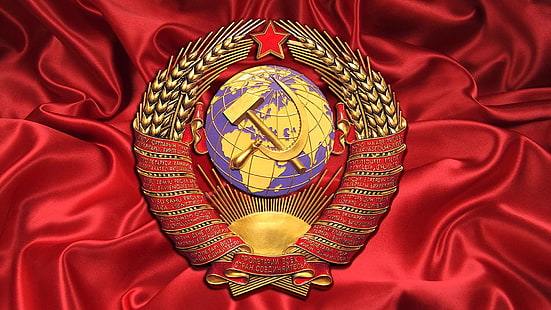 Flag, USSR, Coat of arms, HD wallpaper HD wallpaper