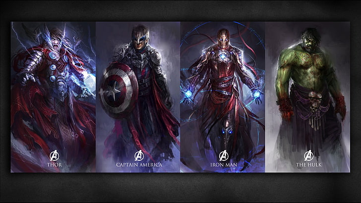 Photo de collage Marvel Superheroes, bandes dessinées, The Avengers, Thor, Captain America, Iron Man, Hulk, collage, Fond d'écran HD