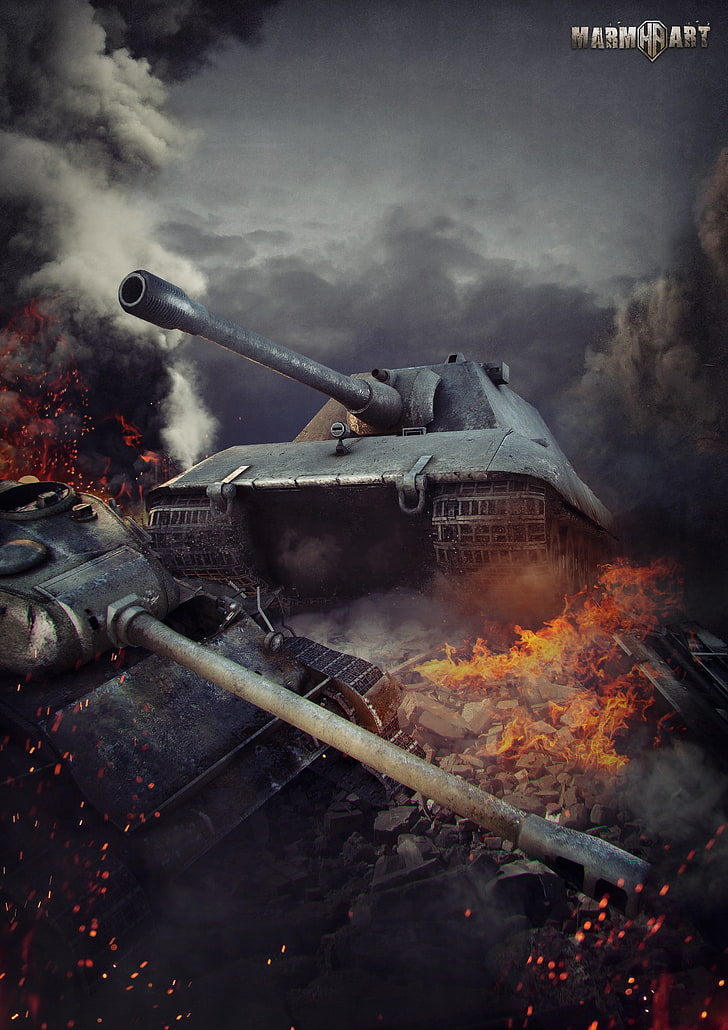 World of Tanks, tank, wargaming, video game, E 100, Wallpaper HD, wallpaper seluler