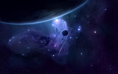 خلفية مجرة ​​رقمية ، فضاء ، نجوم ، كوكب ، أزرق ، JoeyJazz ، فن فضاء ، فن رقمي، خلفية HD HD wallpaper