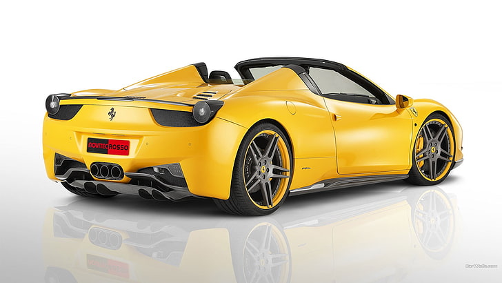 Ferrari 458, supercar, Ferrari, mobil kuning, mobil, kendaraan, Wallpaper HD
