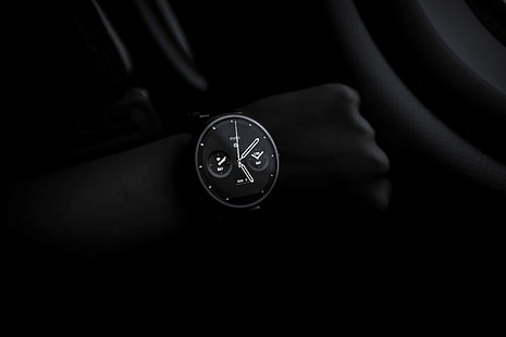 black and white, dark, moto 360, motorola, smartwatch, time, watch, wristwatch, HD wallpaper HD wallpaper