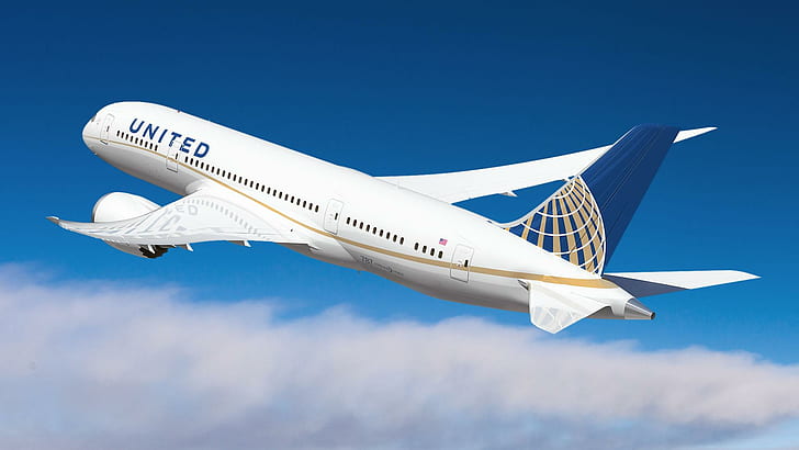 United Airlines - Boeing 787 Dreamliner, dreamliner, boeing, maskapai penerbangan, bersatu, pesawat terbang, Wallpaper HD