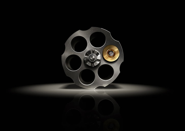 gray revolver bullet cartridge, cartridge, Gun, Bullet, Black, drum, Russian, Roulette, Handgun, HD wallpaper