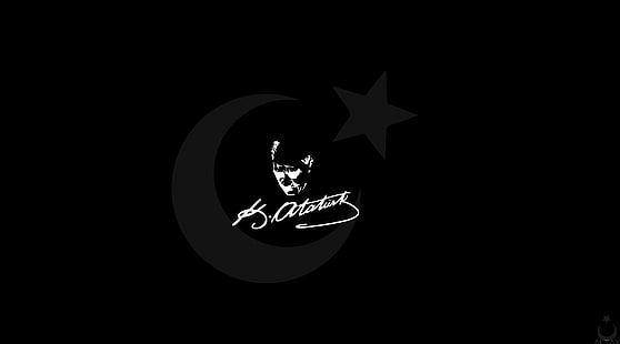 مصطفى كمال أتاتورك ، ورق حائط جمجمة ، إيرو ، أسود ، توقيع ، تركيا، خلفية HD HD wallpaper