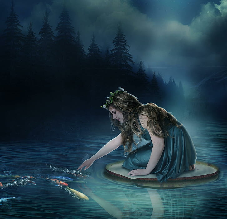 Fairy's River, fée, rivière, femme, fantaisie, 3d et abstrait, Fond d'écran HD